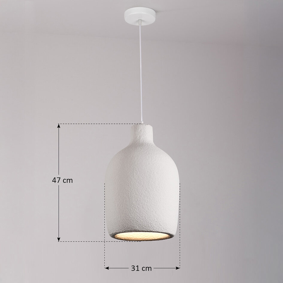 Minimalistische Wabi Sabi hanglamp Hikari met steeneffect Ø31 cm - wit