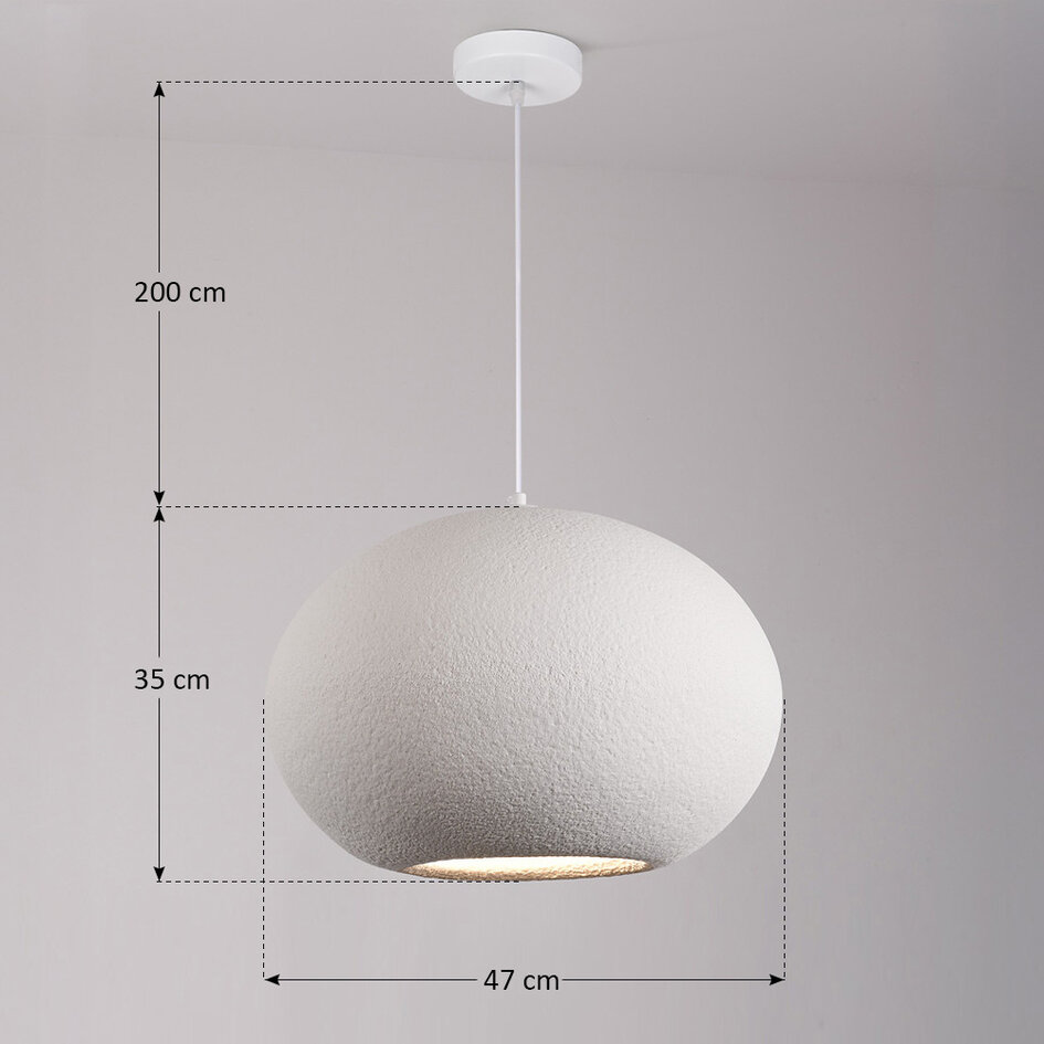 Moderne Wabi Sabi hanglamp met steeneffect Sora Ø47 cm - wit