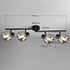 4-lichts plafondlamp Jenthe - zwart met smoke glas en spiegeleffect