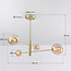 Gouden plafondlamp Stiri 4-lichts met amber glas
