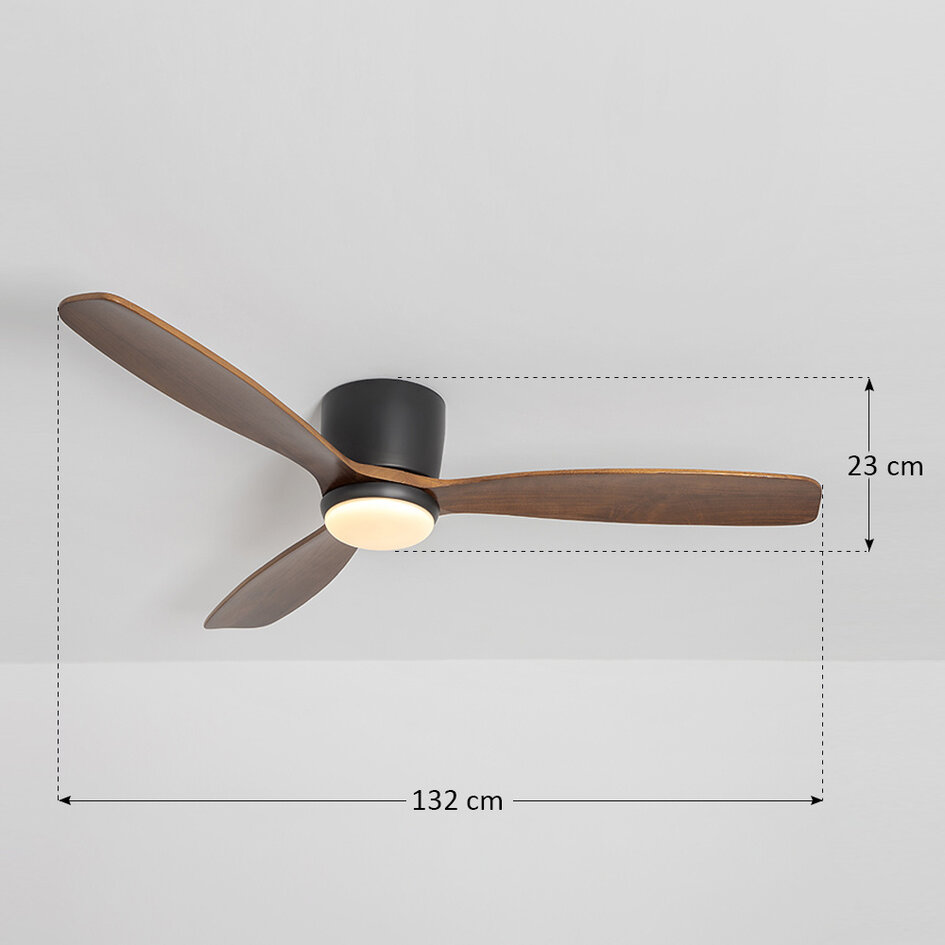 Zomer/winter plafondventilator hout met aanpasbare kleurtemperatuur - Flux
