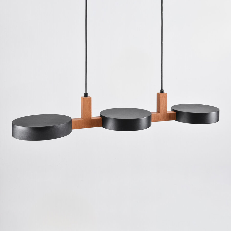 Design hanglamp met geïntegreerde LEDs zwart met hout - Aristo