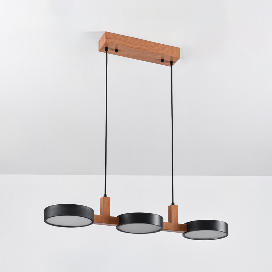 Design hanglamp met geïntegreerde LEDs zwart met hout - Aristo