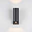Buitenwandlamp rond Cathy met sensor 2 x 3W LEDs - antraciet