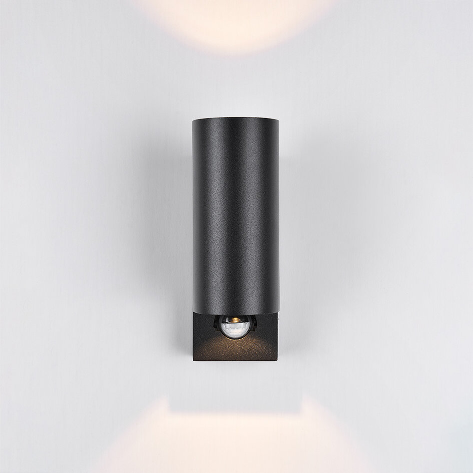 Buitenwandlamp rond Cathy met sensor 2 x 3W LEDs - antraciet