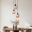 Design mat zwarte en zandgouden hanglamp met amber glas 3-lichts - Stockton