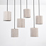 6-lichts hanglamp met beige stoffen lampenkappen - Vouw