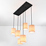 6-lichts hanglamp met beige stoffen lampenkappen - Vouw