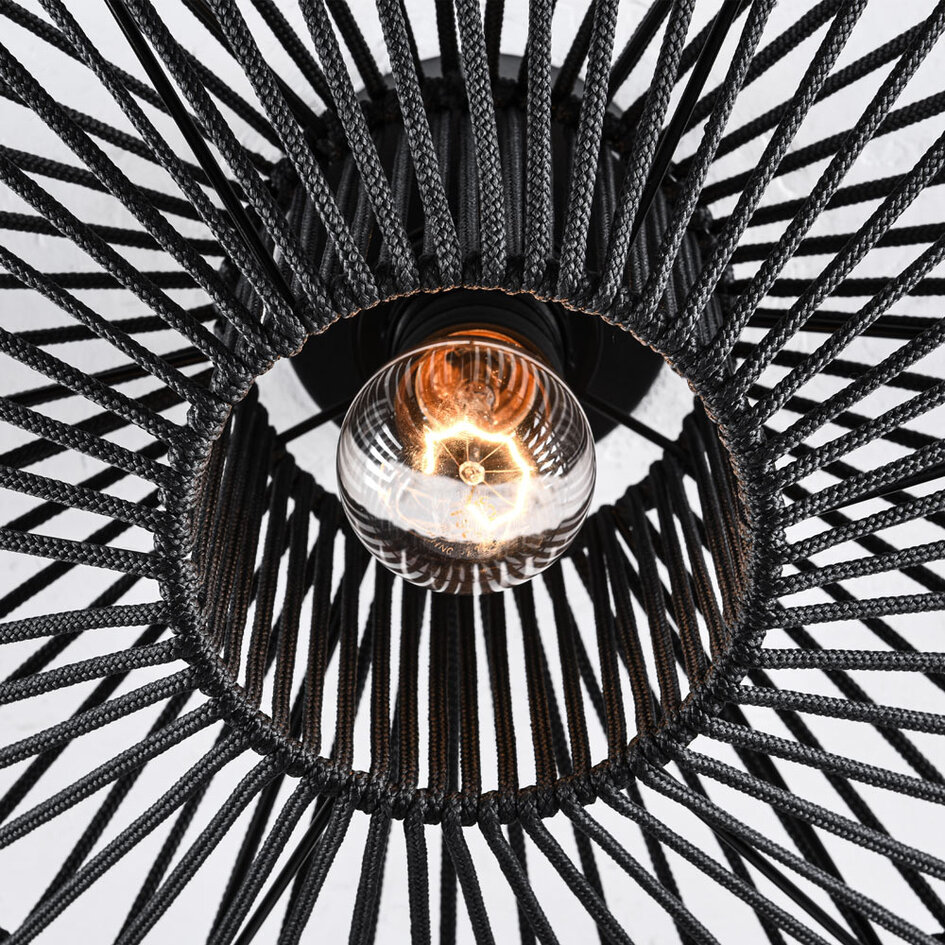 Buitenlamp Woven in zwart gevlochten touw, IP54