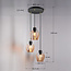 Design mat zwarte en zandgouden hanglamp met amber glas 3-lichts - Stockton