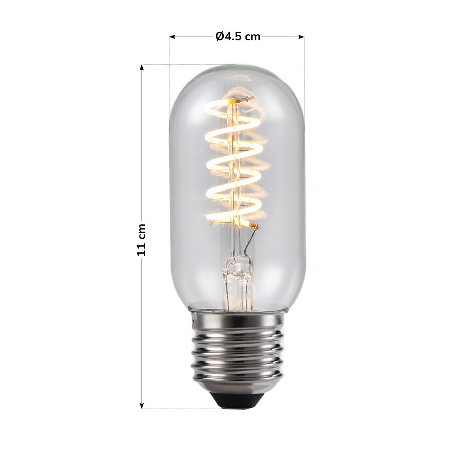 LED filament buislamp 4W, 2700K, helder glas met spiraal - dimbaar