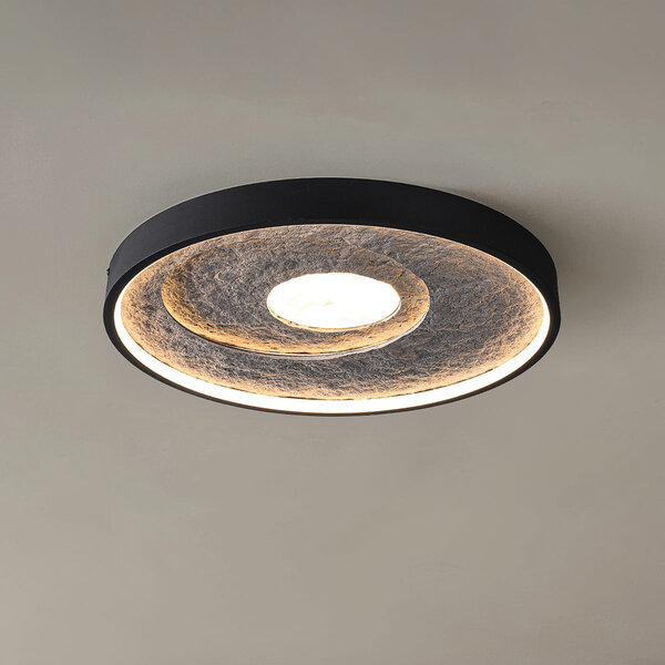Moderne plafondlamp Cercul in zwart met grijs steeneffect