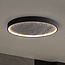 Plafondlamp zwart Cercul met 3-staps dimbare LEDs en grijs steeneffect, Ø60 cm, 29W