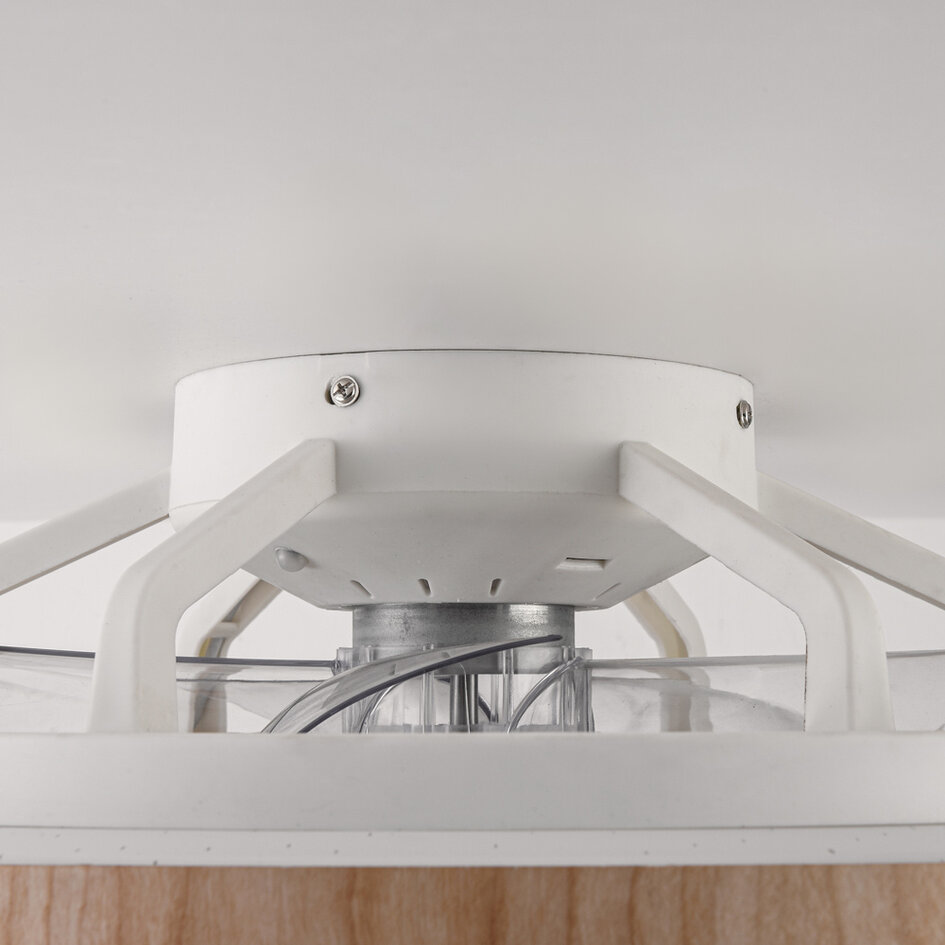 Plafondventilator Starry met aanpasbare kleurtemperatuur en stereffect - houtlook