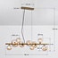 Gouden design hanglamp met amber glas, 9-lichts - Ennea
