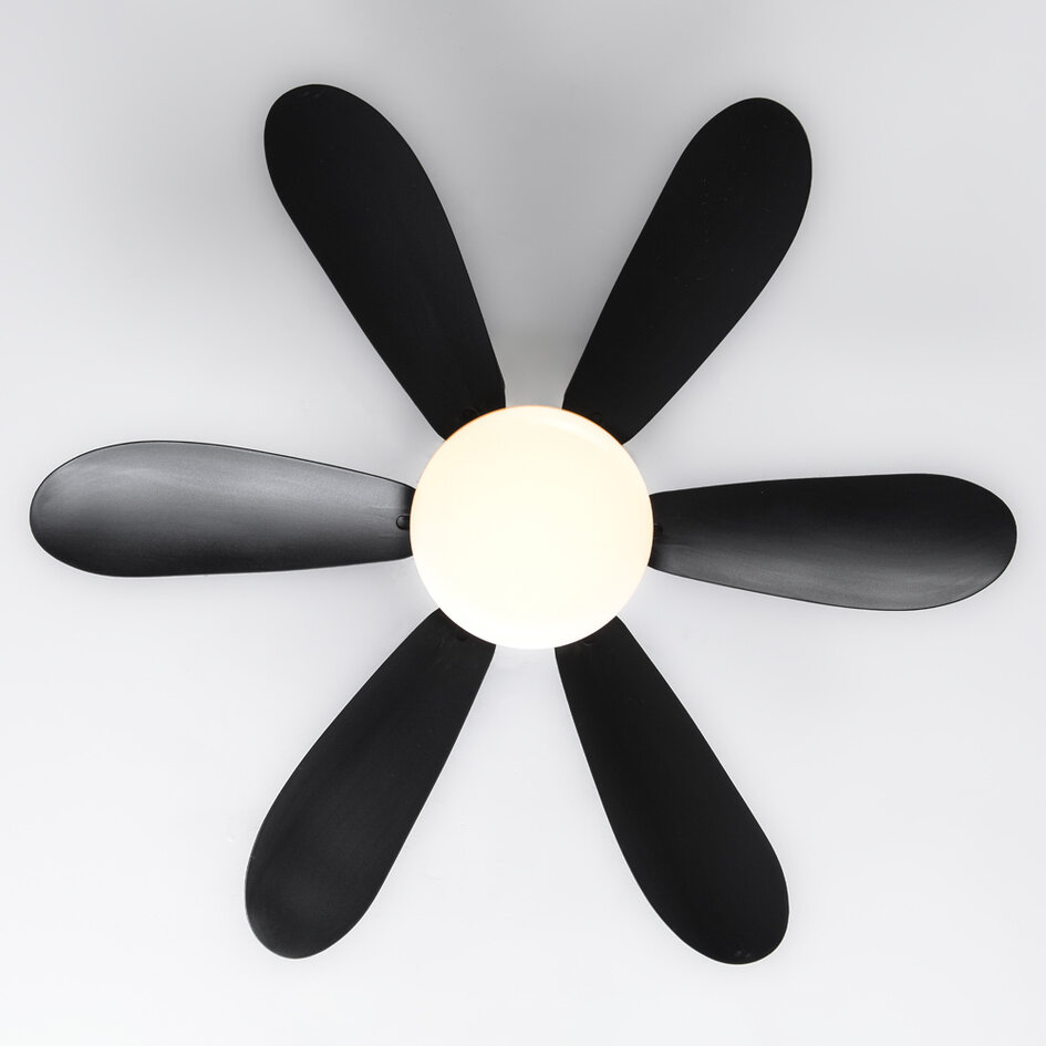 Zwarte plafondventilator met  dimbare LEDs en aanpasbare kleurtemperatuur - Swift