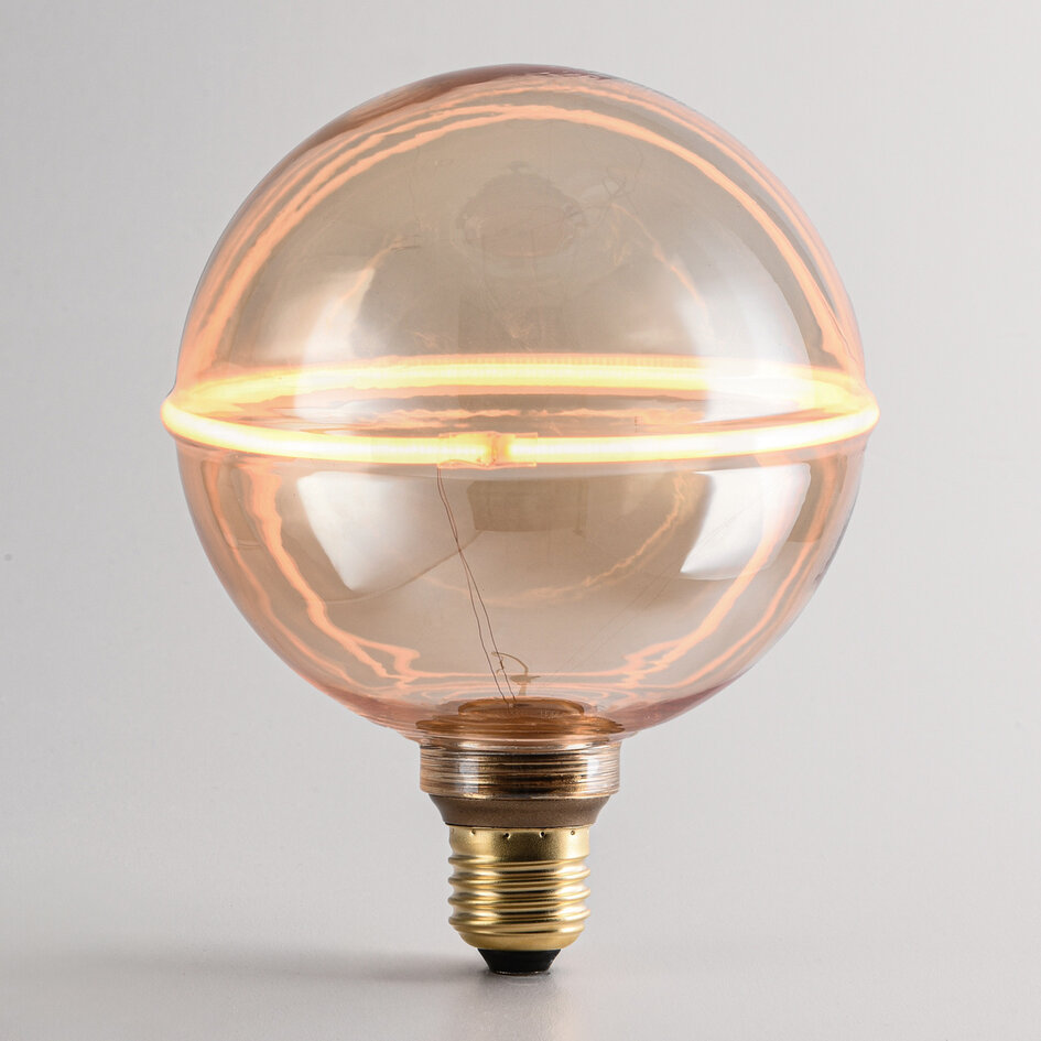 4W filament lamp E27, 1800K, amber glas met horizontale ring Ø130 - dimbaar