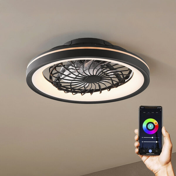 Slimme plafondventilator Flow met afstandsbediening, TUYA wifi app en RGB functie