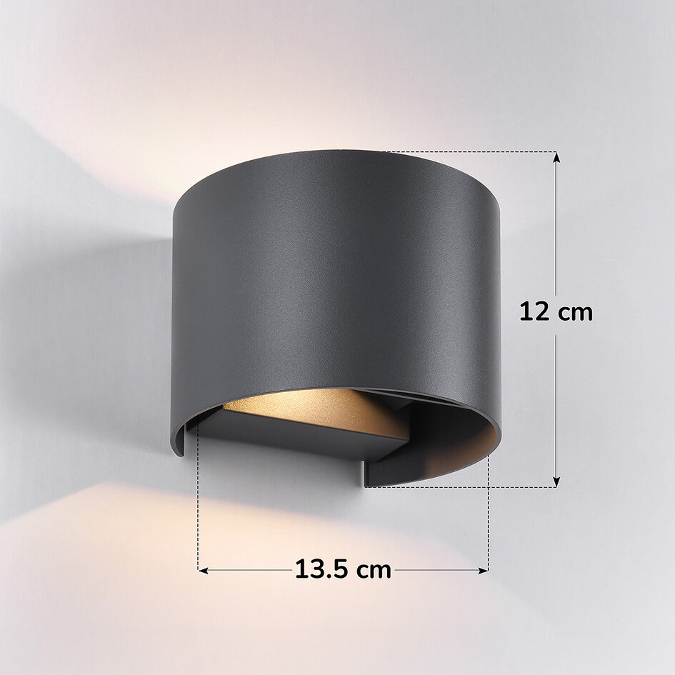 Wandlamp rond Lizzy - antraciet
