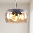3-lichts hanglamp Serres - amber glas en zwart