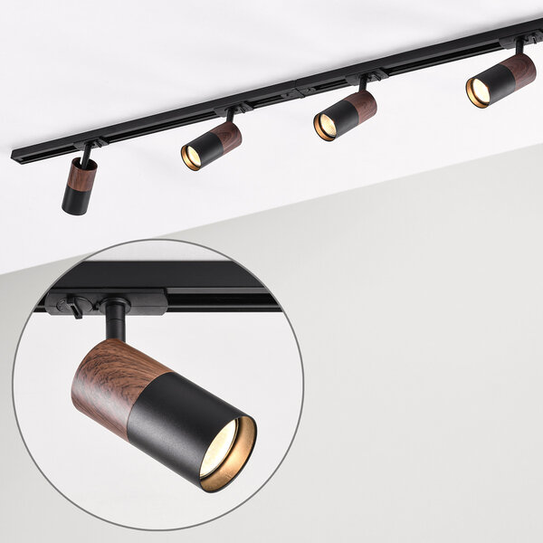 1-fase railsysteem set van 1,5 meter met Linn spots, zwart