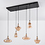 6-lichts hanglamp Trinidad - zwart en amber glas