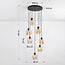 7-lichts hanglamp zwart met amber glas - Hollister