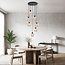 7-lichts hanglamp Hollister - zwart met amber glas