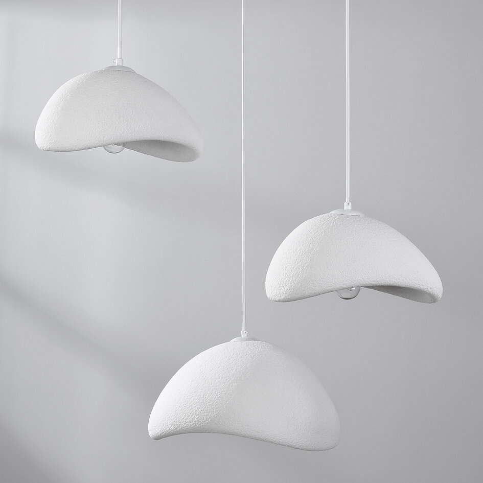 3-lichts Wabi Sabi hanglamp wit steeneffect - Sora