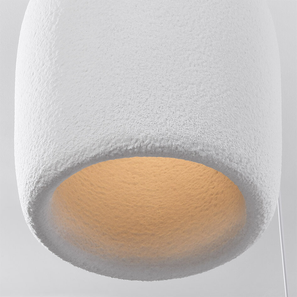 3-lichts moderne Wabi Sabi hanglamp met steeneffect wit - Kage