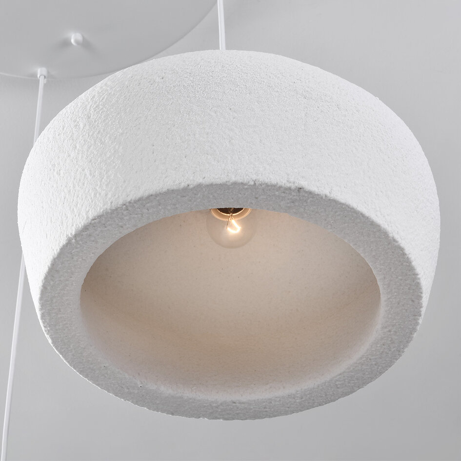 3-lichts Wabi Sabi hanglamp Mizu - wit steeneffect