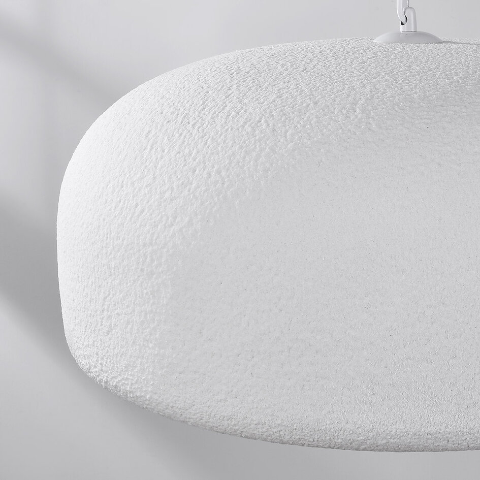 Minimalistische Wabi Sabi hanglamp Kaoru Ø60 cm met steen effect - wit