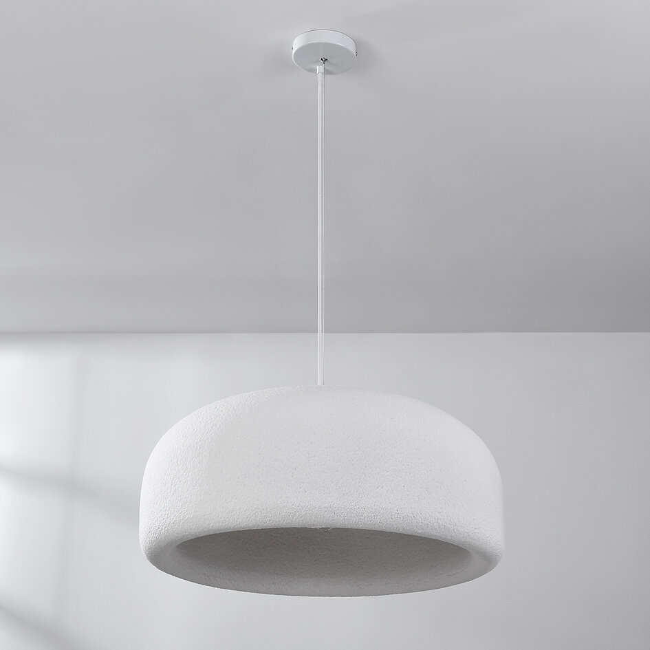 Minimalistische Wabi Sabi hanglamp Kaoru Ø60 cm met steen effect - wit