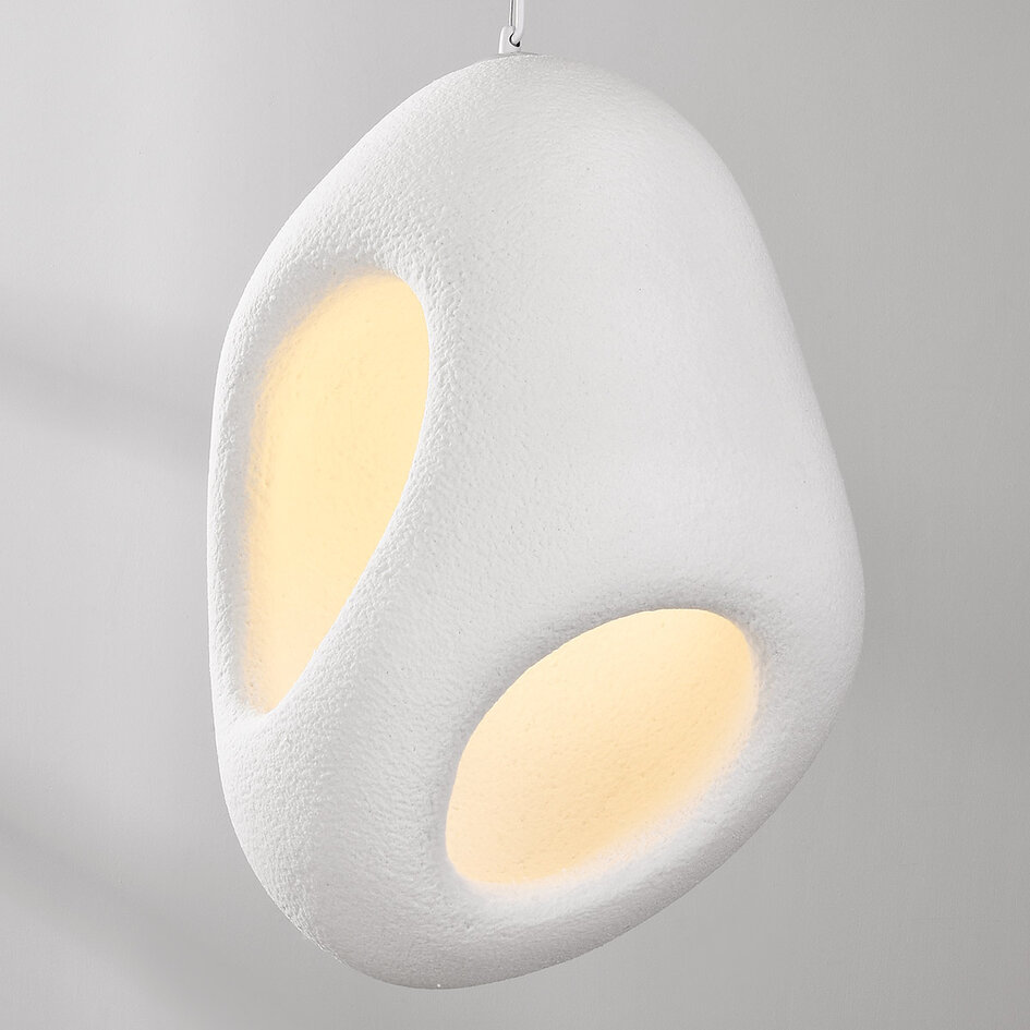 Moderne Wabi Sabi hanglamp Mori met wit steeneffect - 42 x 58 cm