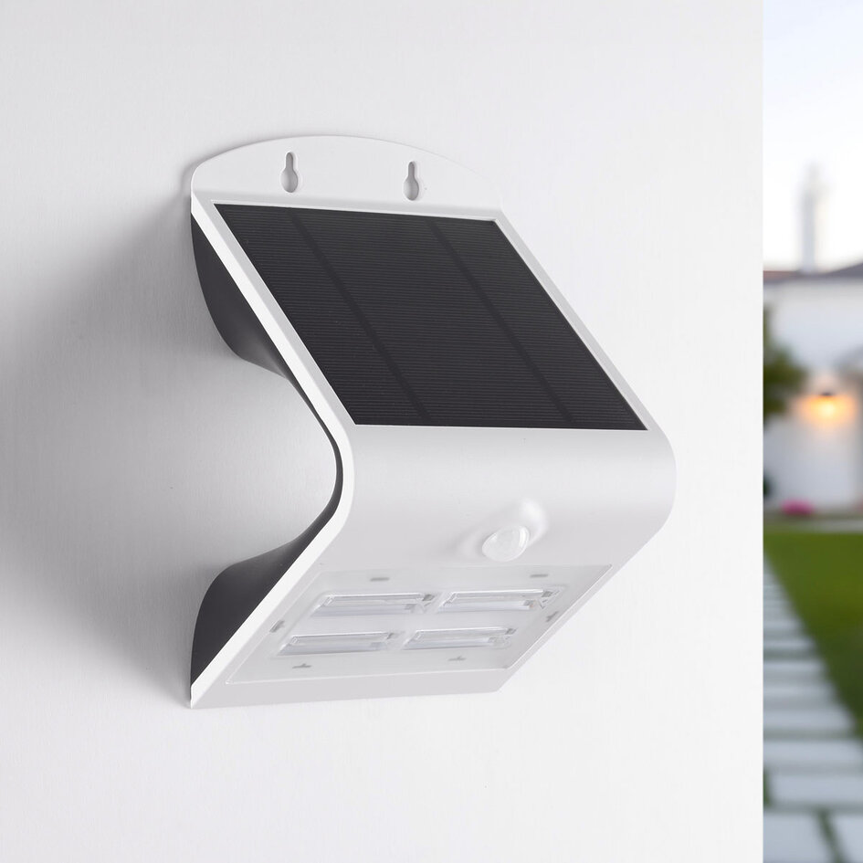 Solar buitenwandlamp Single Conan 3,2W met sensor - wit