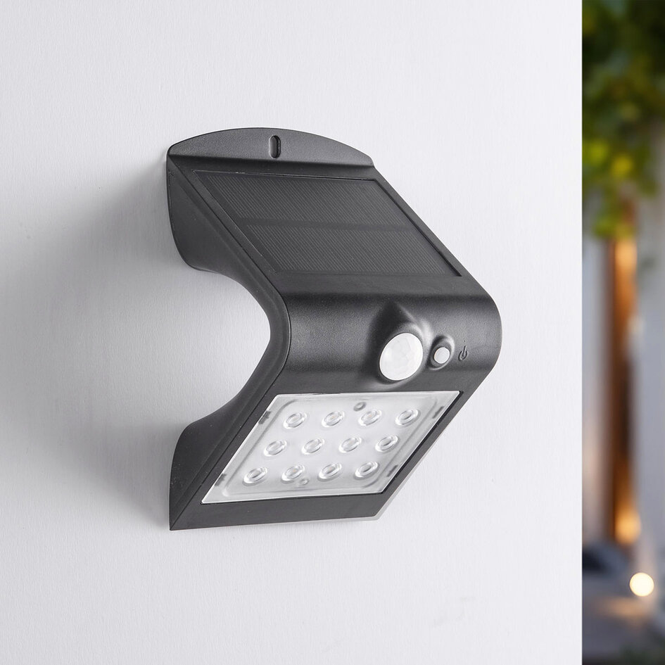 Solar wandlamp Alien 1,5W met sensor - zwart