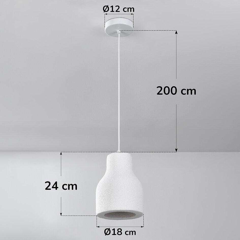 Minimalistische hanglamp Haru Ø18 cm in Wabi Sabi stijl - wit steenmotief