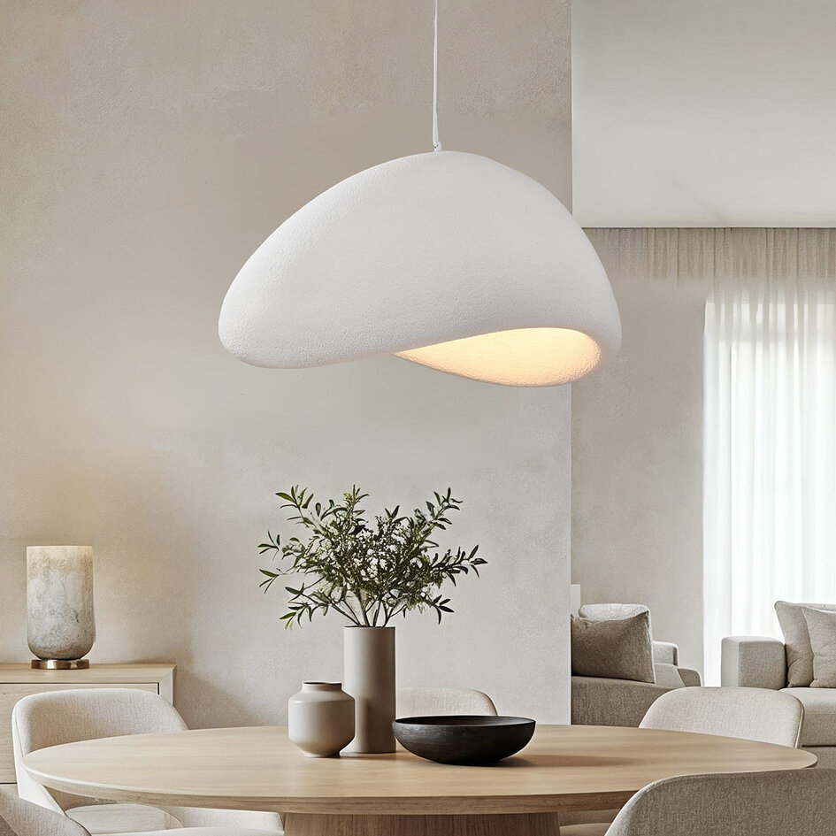 Wabi Sabi hanglamp Cemento wit steeneffect - 80 x 64 cm