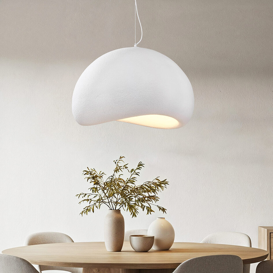 Wabi Sabi hanglamp Urban Stone met wit steenmotief - 80 x 64cm
