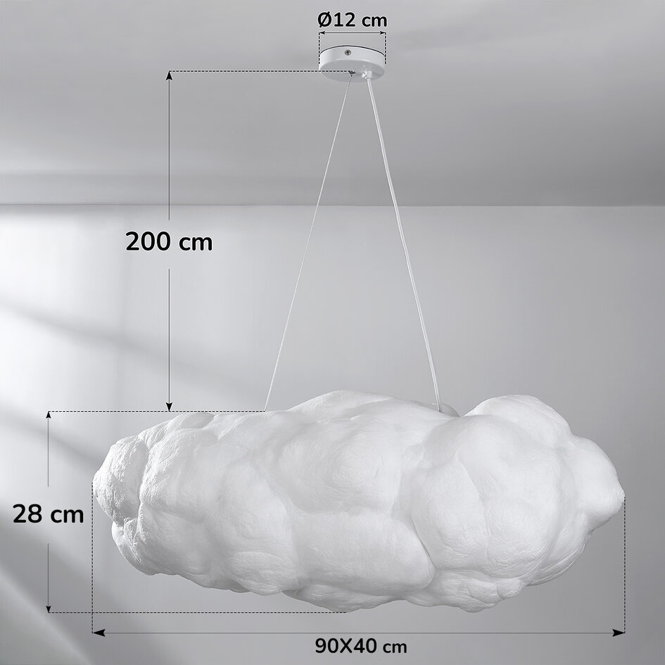 Witte hanglamp in wolkvorm Kumo 90 cm – wolkenlamp