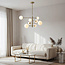 Plafondlamp Oito goud met melkwit glas, 8-lichts