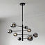 Plafondlamp Oito zwart met smoke glas, 8-lichts