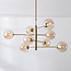 8-lichts plafondlamp Oito - goud en amber glas