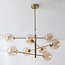 Plafondlamp Oito goud met amber glas, 8-lichts