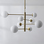 8-lichts plafondlamp Oito - goud en melkwit glas