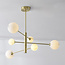Plafondlamp Sest goud met marmerlook bollen, 6-lichts