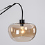 Wandlamp Dasha zwart met draaibare, uitschuifbare arm en amber glas