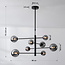 8-lichts plafondlamp Oito - zwart en smoke glas