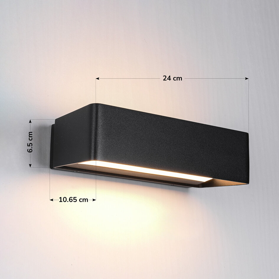 Zwarte wandlamp voor buiten Midas