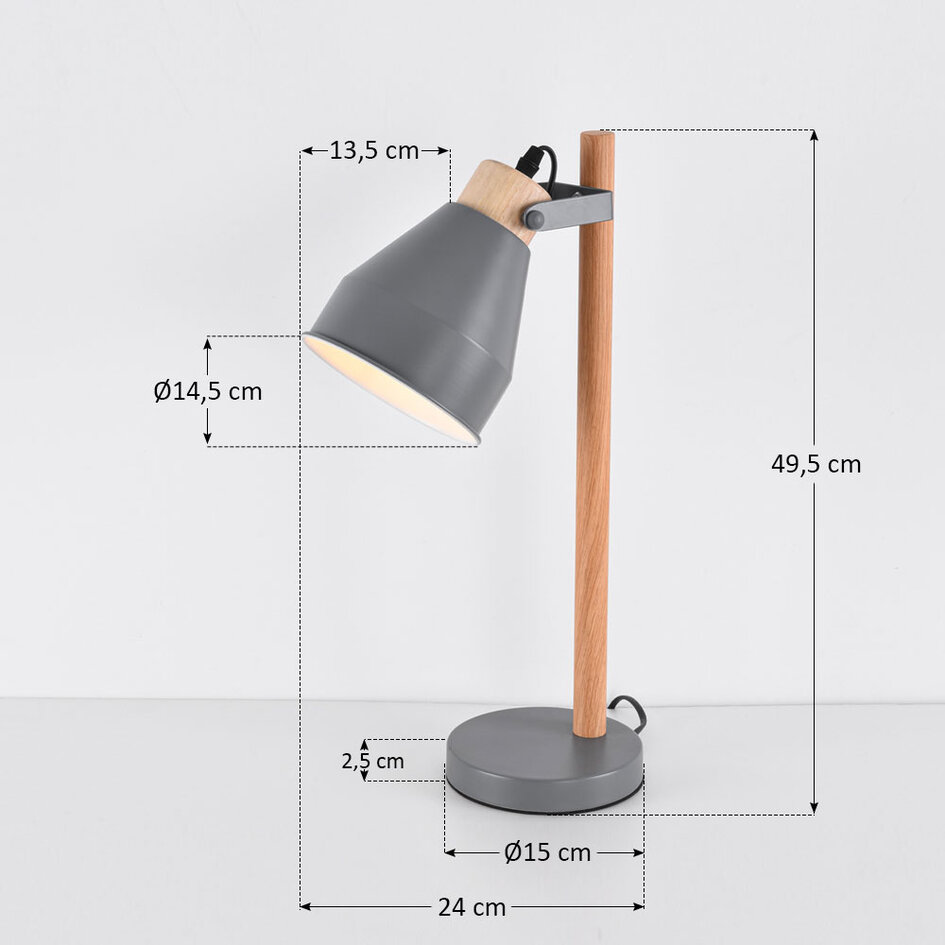 Tafellamp met kantelbare spot en houten details - Cally